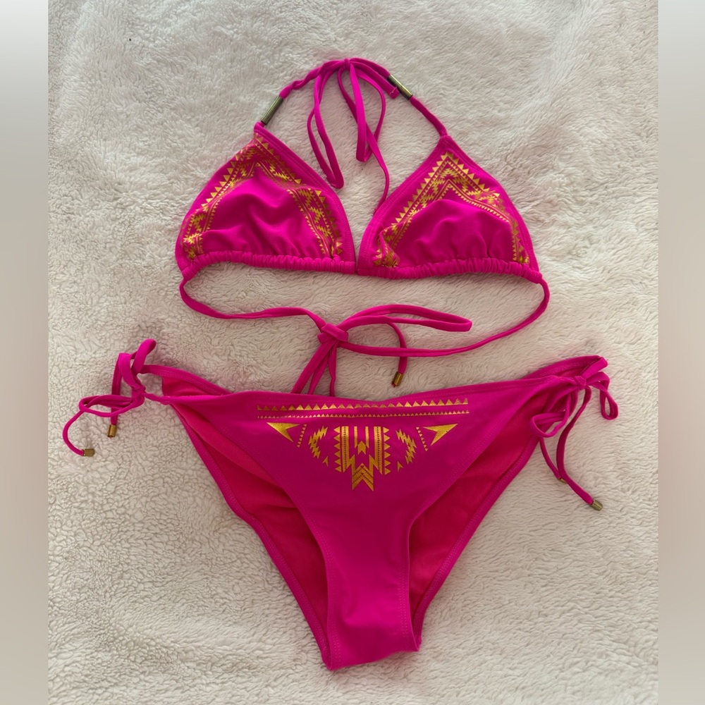 Rampage Hot Pink Bikini with Gold Logo Plate